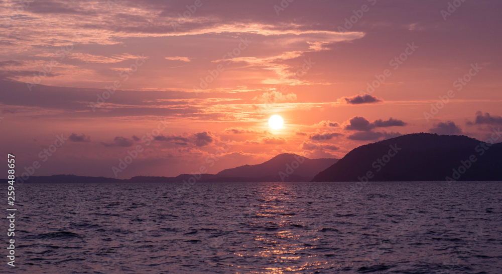 Sunset in ocean view at Phuket Thailand