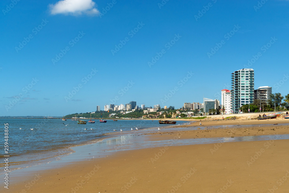 Boats of fishermen on the Indian Ocean in Maputo Mozambique Africa