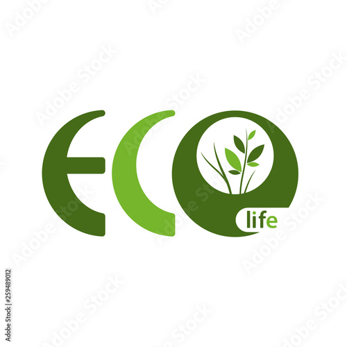 Eco Life Logo or Label. Vector Illustration.