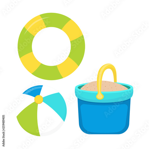 beach toys set isolated