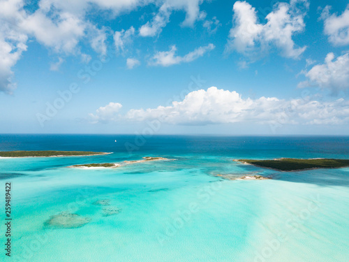 Fototapeta Naklejka Na Ścianę i Meble -  aerial view of Exuma at the Bahamas. summer vacation