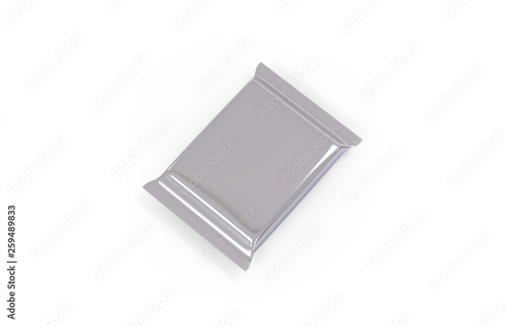 Blank Aluminium Foil Food Snack Sachet Bag Packaging For Chips, Coffee, Salt, Sugar, Pepper, Spices, Sachet, Sweets and Cookies. Mock Up Template On Isolated White Background, 3D Illustration Blank Aluminium Foil Food Snack Sachet Bag Packaging For Chips, Coffee, Salt, Sugar, Pepper, Spices, Sachet, Sweets and Cookies. Mock Up Template On Isolated White Background, 3D Illustration