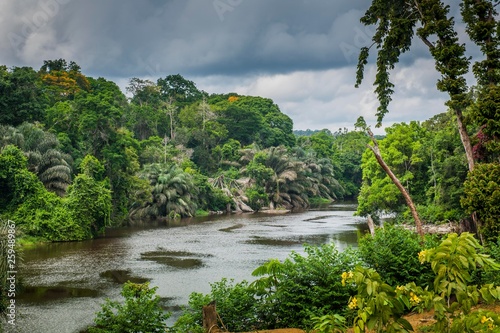 Ntem river flowing through the rainforest, Campo, Southern Region, Cameroon, Africa photo
