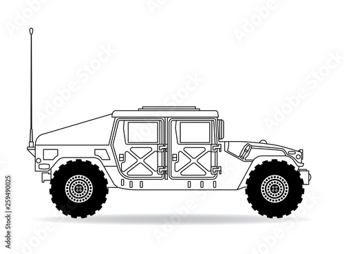 Geländewagen Militär Armee Kontur Outline 