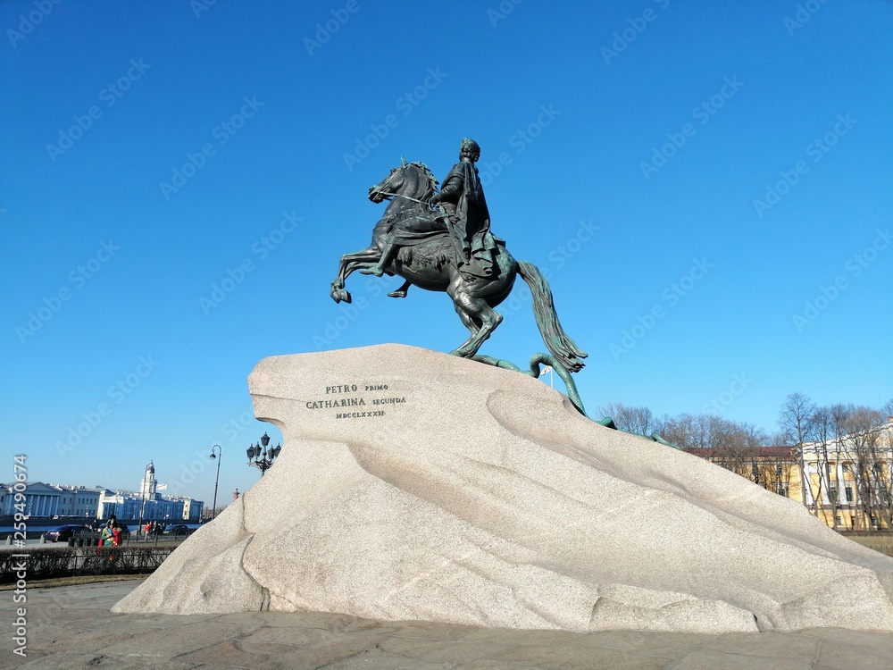 monument to Tsar Peter on horseback from Queen Catherine   