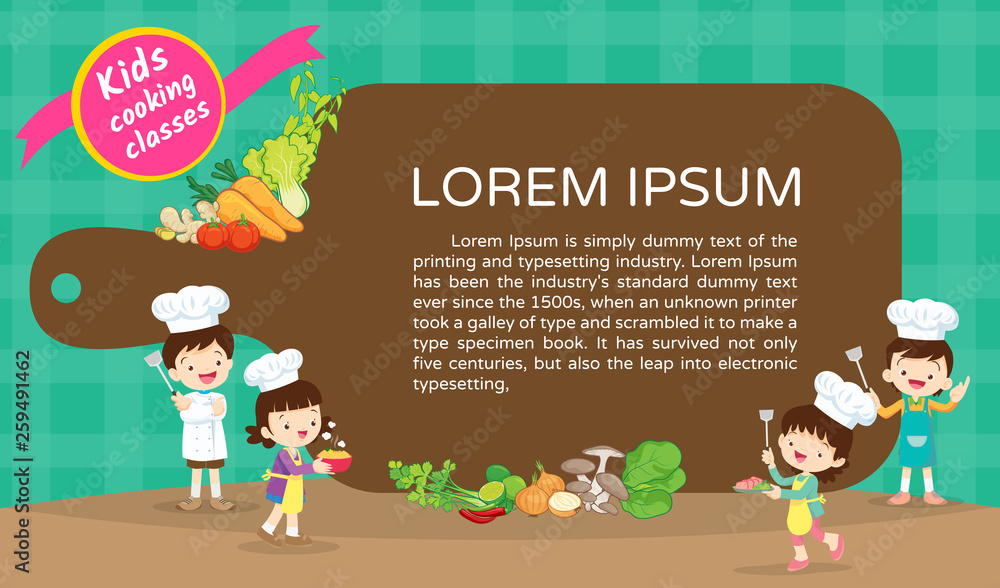 Fototapeta premium Kids Cooking class certificate banner templaet