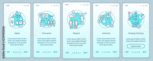 HR baseline skills onboarding mobile app page screen vector temp