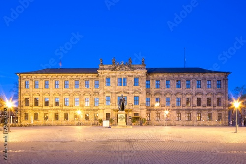Residenzschloss, Royal Palace, Elisabethenburg, today the administration building of the Friedrich-Alexander University, FAU, Blue Hour, Erlangen, Middle Franconia, Bavaria, Germany, Europe photo