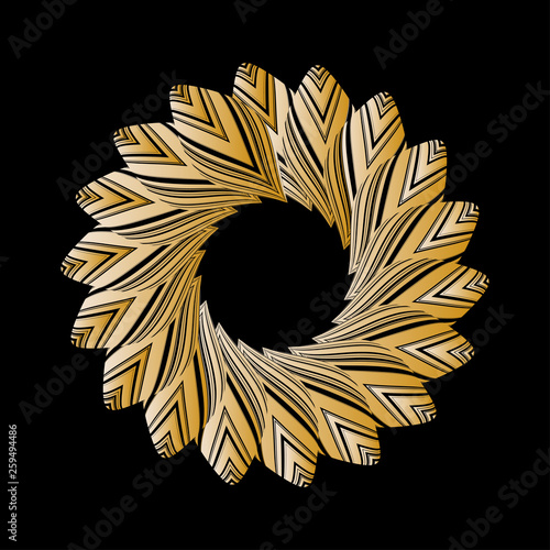 Foto feathers corolla frame in gold and black