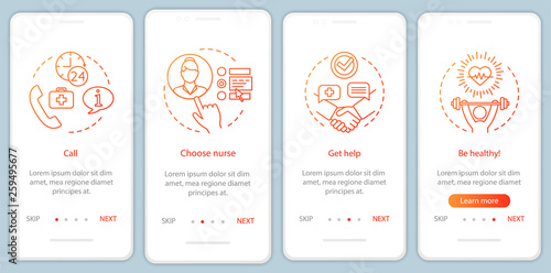 Living assistance onboarding mobile app page screen vector template