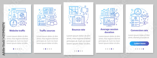 Website traffic onboarding mobile app page screen with linear co