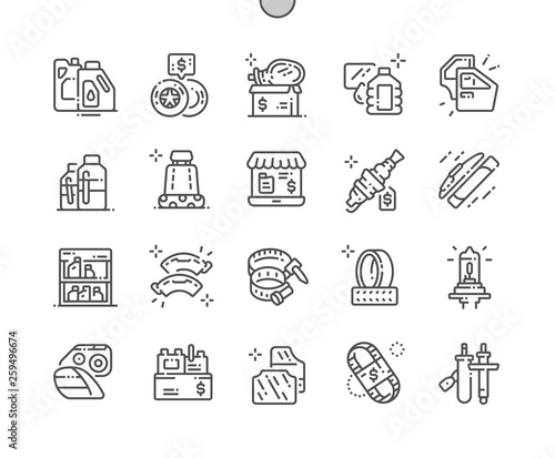 Car parts shop Well-crafted Pixel Perfect Vector Thin Line Icons 30 2x Grid for Web Graphics and Apps. Simple Minimal Pictogram