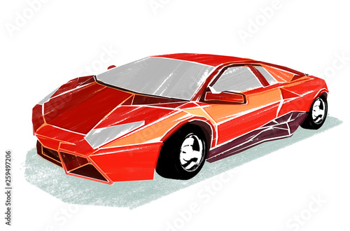 Illustration of sports car on white