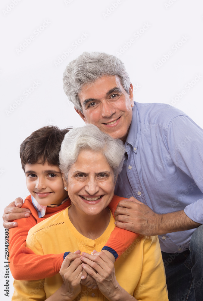 Portrait of grandparents and grandson Portrait of grandparents and grandson