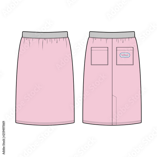 SKIRT fashion flat sketch template