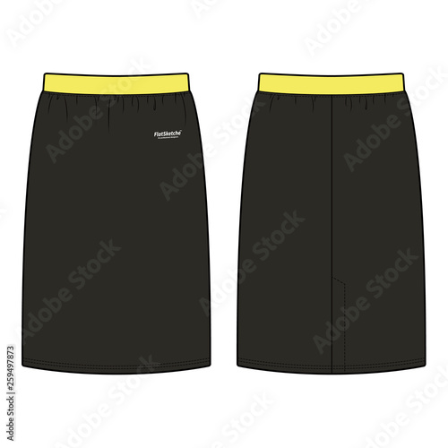 SKIRT fashion flat sketch template