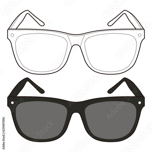 Sunglasses fashion flat sketch template