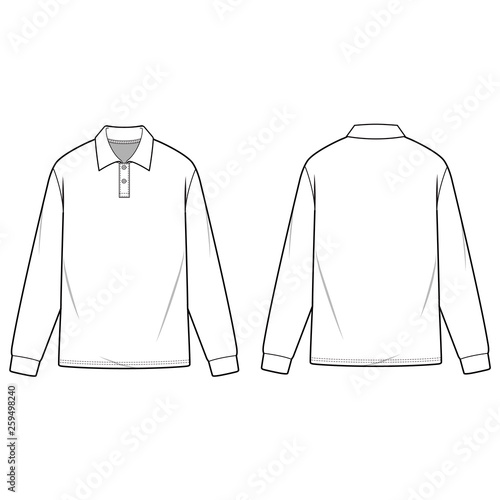 LONG SLEEVE POLO SHIRTS fashion flat sketch template
