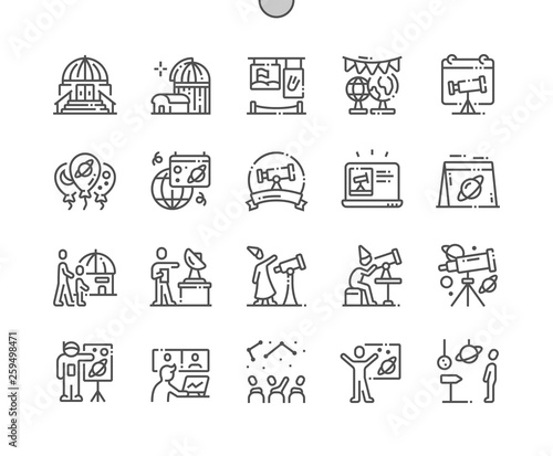 Astronomy Day Well-crafted Pixel Perfect Vector Thin Line Icons 30 2x Grid for Web Graphics and Apps. Simple Minimal Pictogram