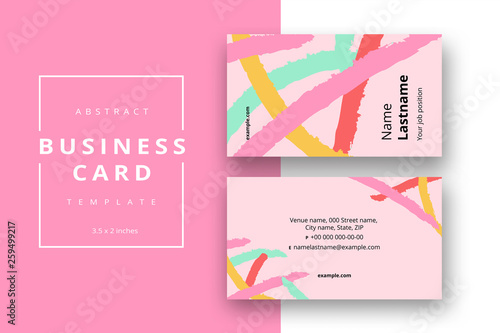 Trendy minimal abstract business card template. Modern corporate stationery id layout with geometric pattern. Vector fashion background design with information sample name text.