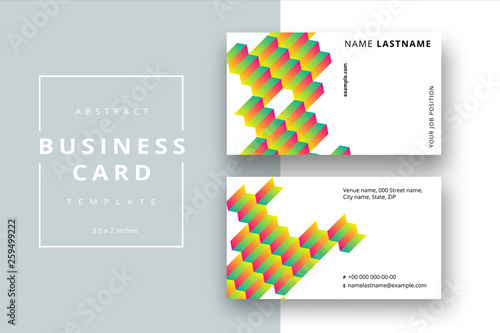 Trendy minimal abstract business card template. Modern corporate stationery id layout with geometric pattern. Vector fashion background design with information sample name text.
