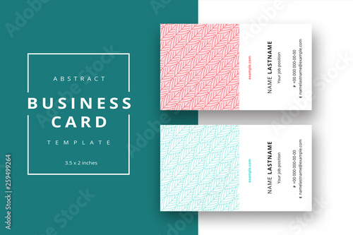 Trendy minimal abstract business card template. Modern corporate stationery id layout with geometric pattern. Vector fashion background design with information sample name text.