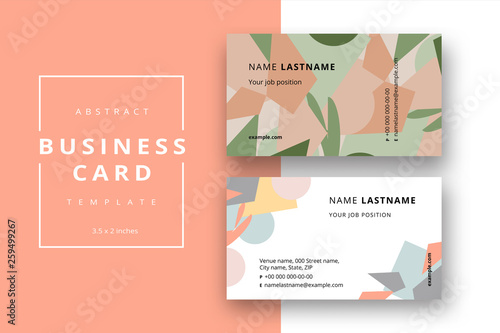 Trendy minimal abstract business card template. Modern corporate stationery id layout with geometric pattern. Vector fashion background design with information sample name text.