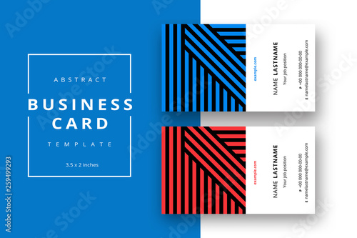 Trendy minimal abstract business card template. Modern corporate stationery id layout with geometric pattern. Vector fashion background design with information sample name text.