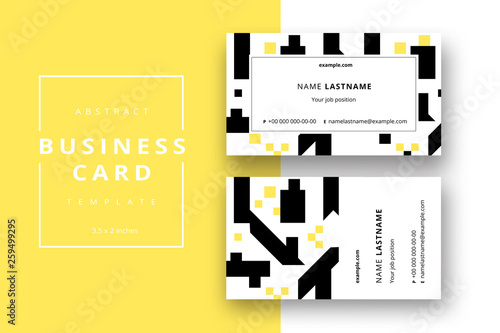 Trendy minimal abstract business card template. Modern corporate stationery id layout with geometric pattern. Vector fashion background design with information sample name text.