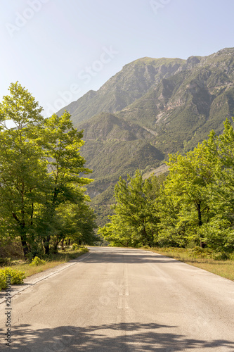 Rural road in the mountains (region Tzoumerka, Epirus, Greece)