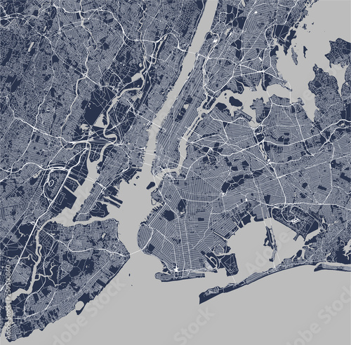 Obraz na plátně map of the New York City, NY, USA