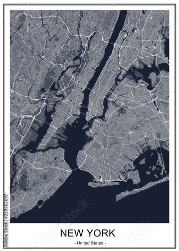 map of the New York City, NY, USA