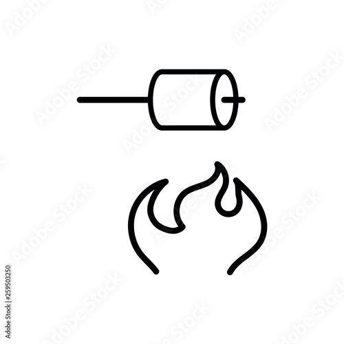 Marshmallow on fire line icon