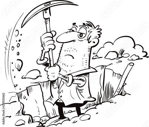 A man digs a hole 
