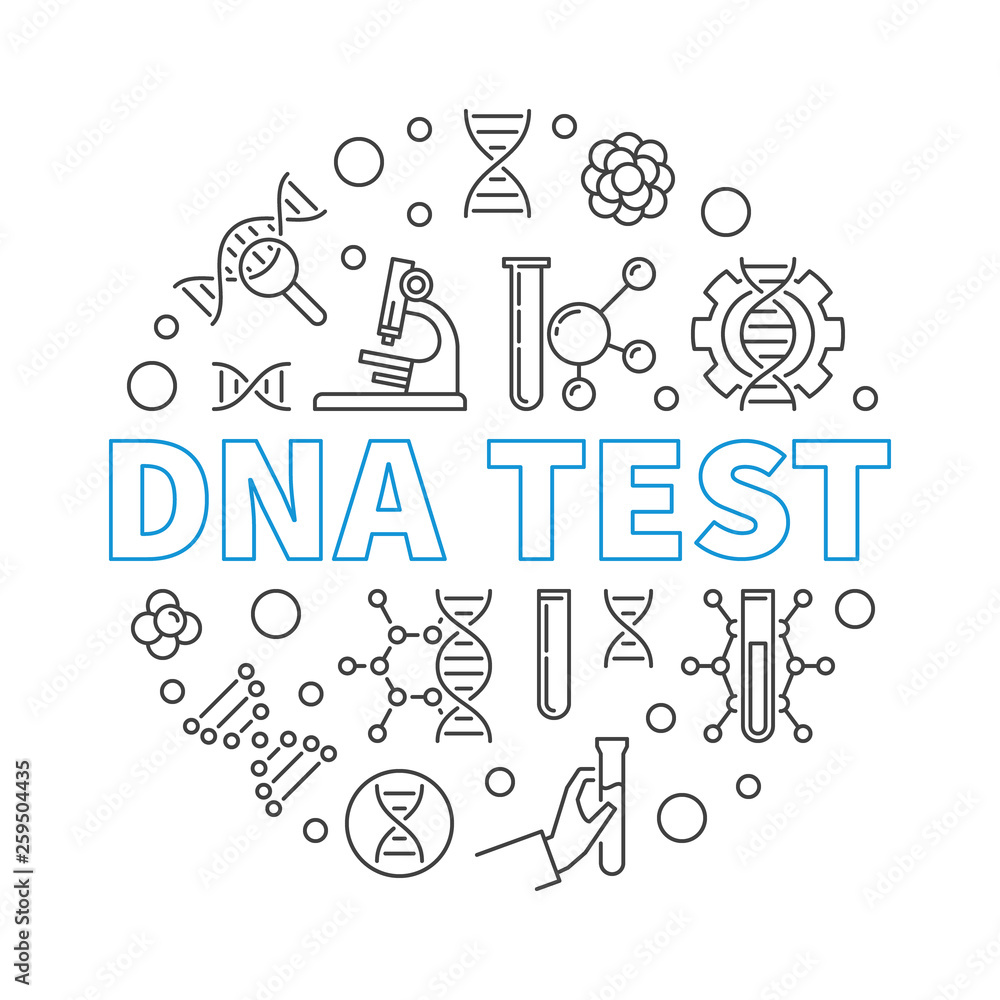 Vector DNA Test round concept illustration in outline style Vector DNA Test round concept illustration in outline style