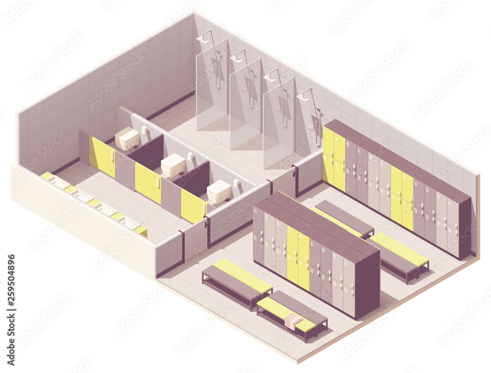 Vector isometric locker room Vector isometric locker room