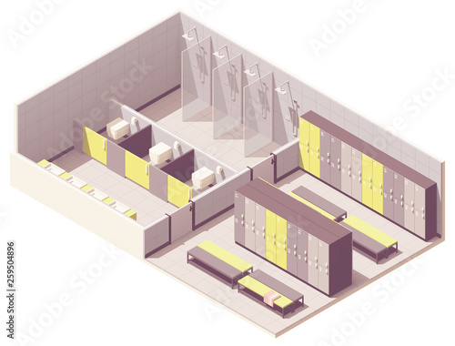 Vector isometric locker room