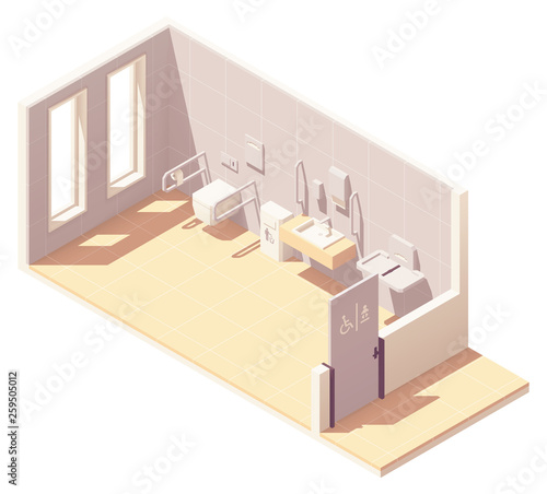 Vector isometric public accessible toilet