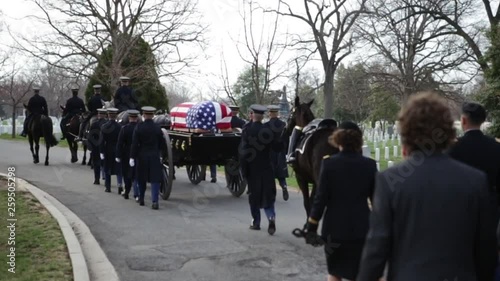 Military Funeral With Horse Drawn Hearse In Slow Motion - 3 Clips