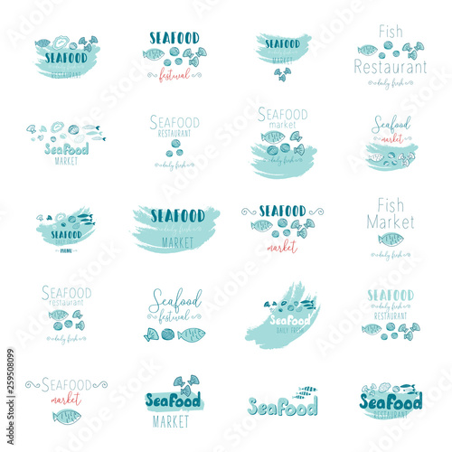 seafood clip art hand drawn doodle illustration