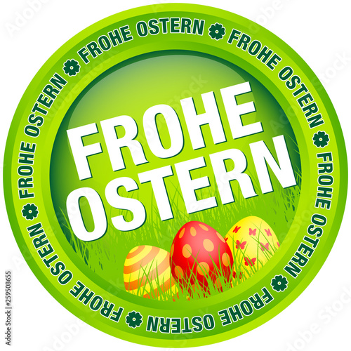 Button "Frohe Ostern" Ostereier Grün/Rot
