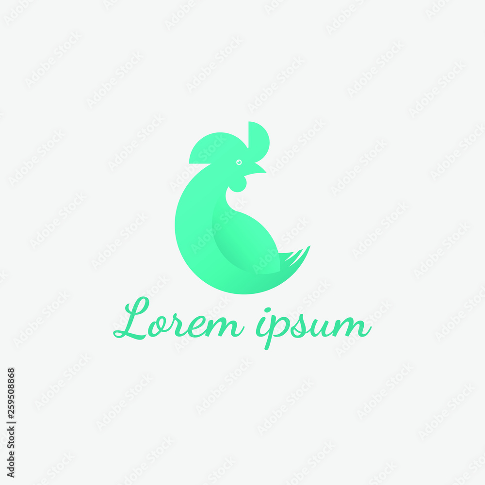 Fototapeta premium Chicken in simple circle shape logo concept