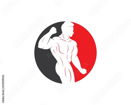 Bodybuilder Logo Template. Vector object and Icons for Sport Label, Gym Badge, Fitness Logo