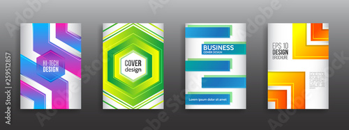 Minimal dynamic cover design. Abstract geometric line gradient background. Business brochure design. Vector illustration templates.