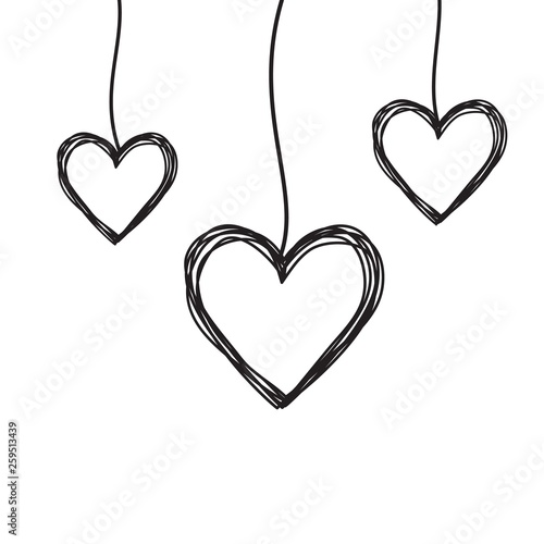 Tangled scribbled heart hanging on a string