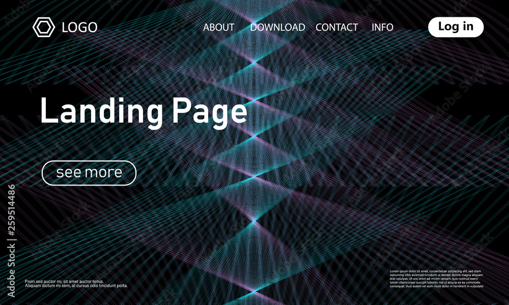 Landing page template. Abstract fluid