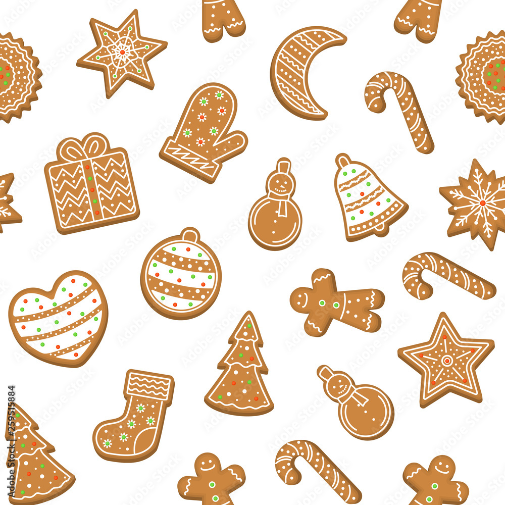 Cartoon Christmas Cookies Seamless Pattern Background. Vector Cartoon Christmas Cookies Seamless Pattern Background. Vector