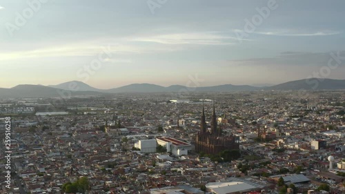 AERIAL: Zamora, Michoacan, Mexico, Catedral, Santuario (Flying Over) photo
