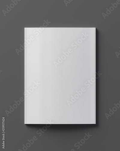 Blank magazine template on dark background - 3D illustration