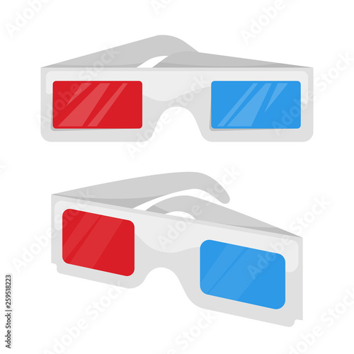 Set of 3D glasses isolated on white background. Vector